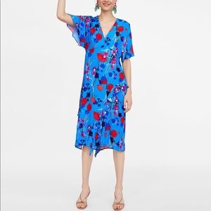 Zara Floral Ruffle Midi Dress